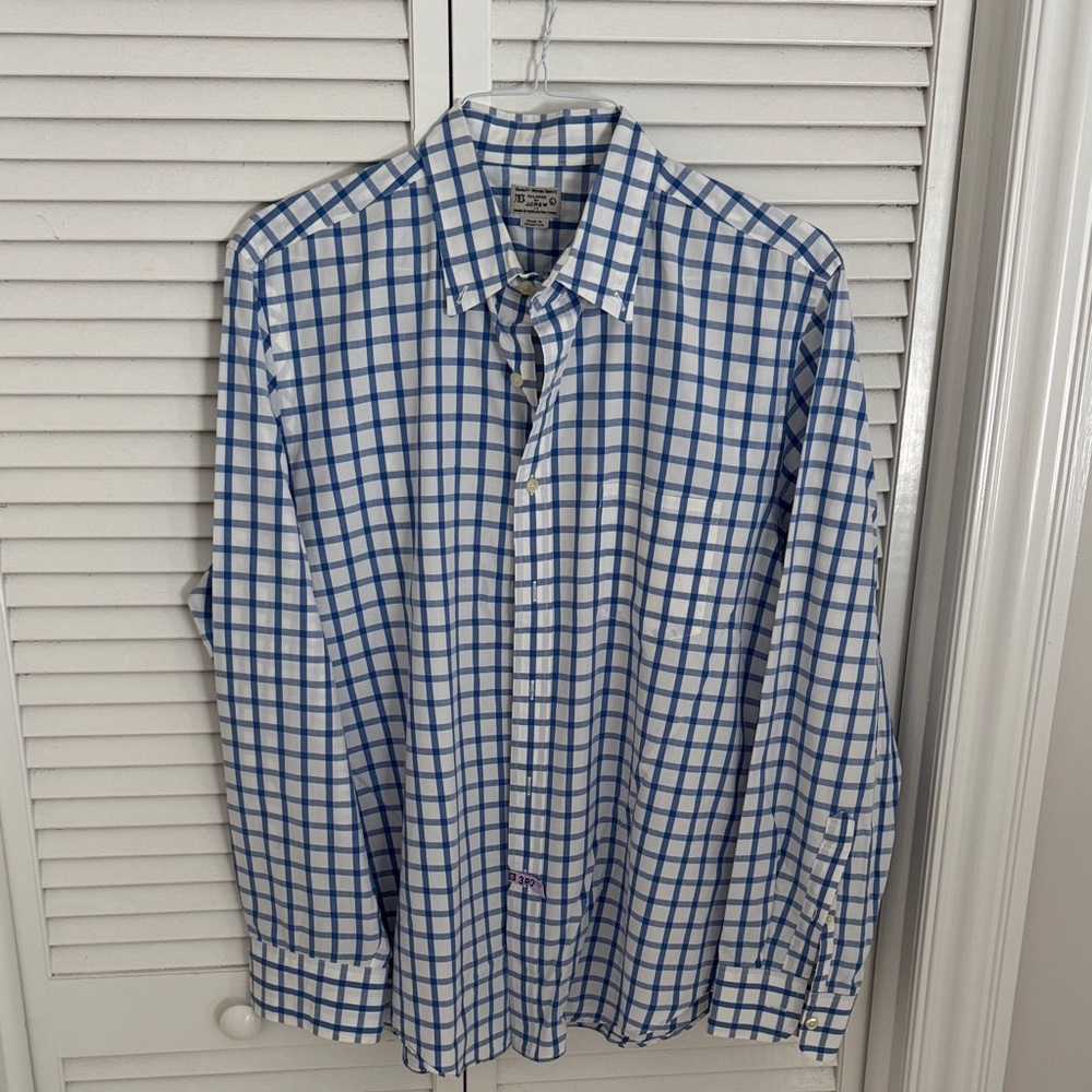 J Crew Blue and White Checkered Shirt